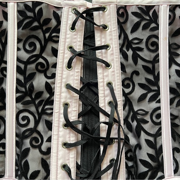 Vintage Y2K Hoss International Corset Top Size Medium-Mesh Velvet Bustier - Picture 11 of 16